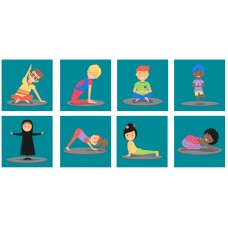 Yoga Position Indoor / Outdoor Mini Placement Tiles with Free holdall