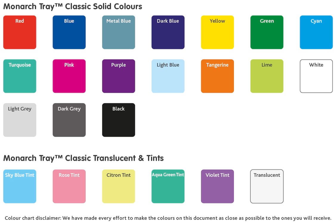 Tray Colour Guide